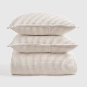 NWOT QUINCE Organic Ribbed Cotton Coverlet Set Full/Queen Ivory 3455